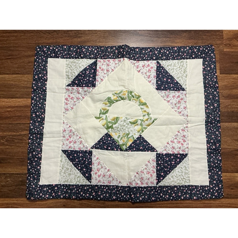 Basket Design Patchwork Quilted Standard Pillow Sham